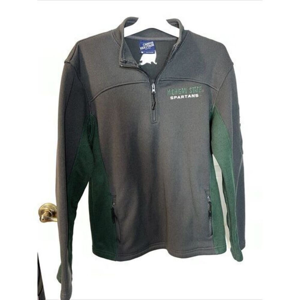Campus Heritage Thermal Michigan ST. Spartans Grey/Green Quarter Zip Size Med